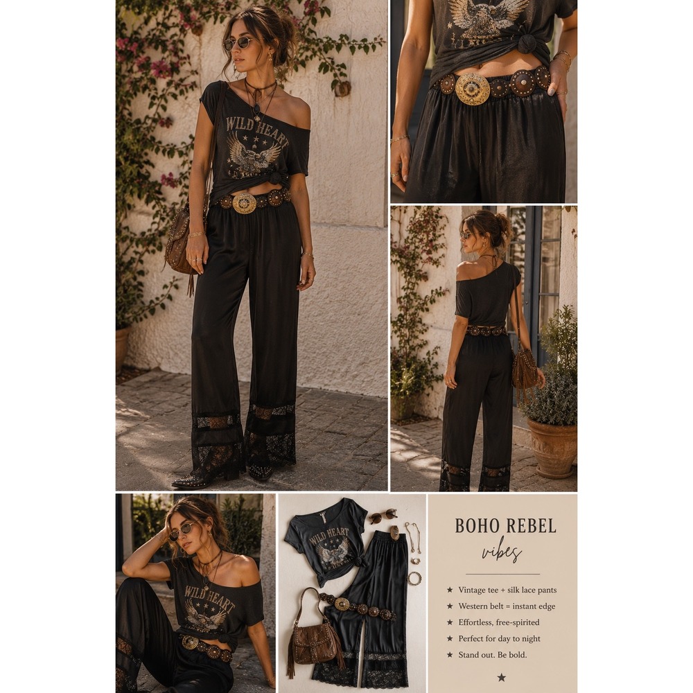 NWT INC International Concepts Wide Leg Pants Black Satin Lace Hem High Rise XS
